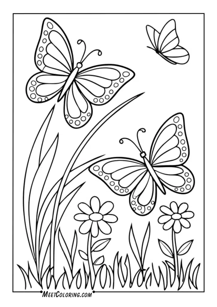 Butterflies in flower fields