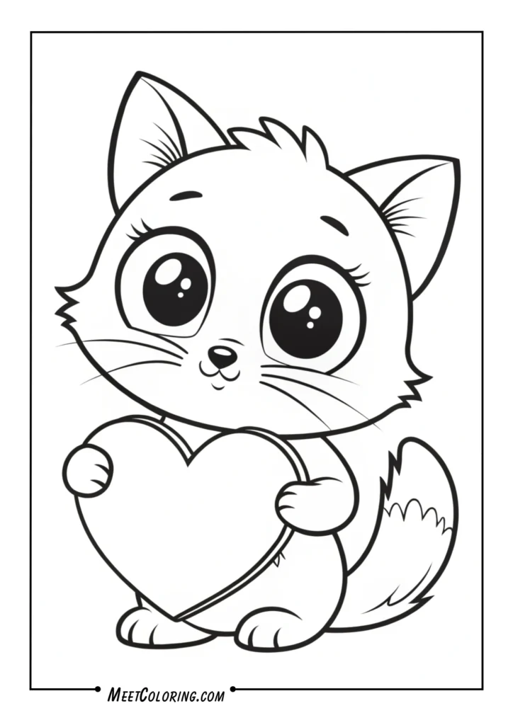 Cat Holding Heart