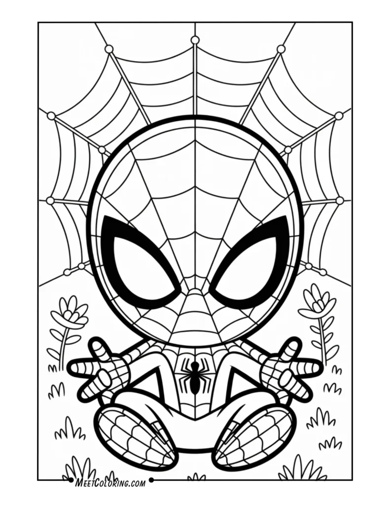 Chibi-Style Spider-Man Sitting Peacefully