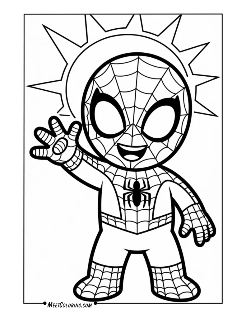 Cute Spider-Man Waving Hello with Big Eyes