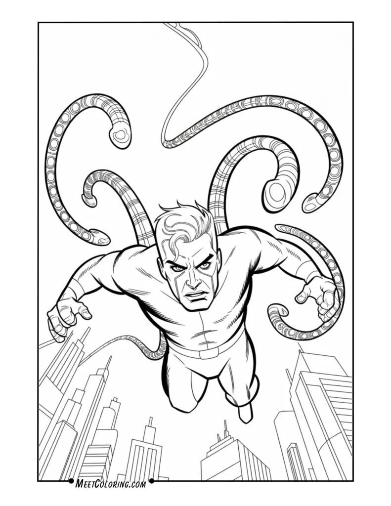 Doctor Octopus Attacking with All Four Arms Extended