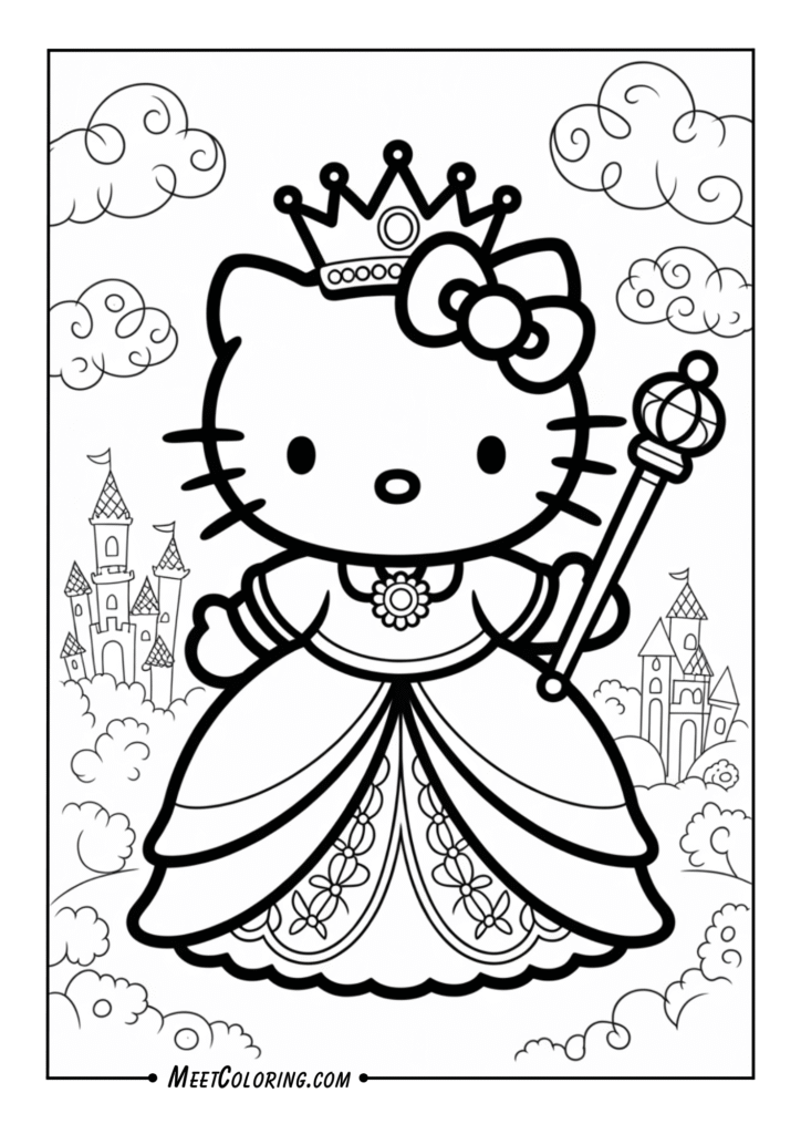 Hello Kitty dressed as a princess