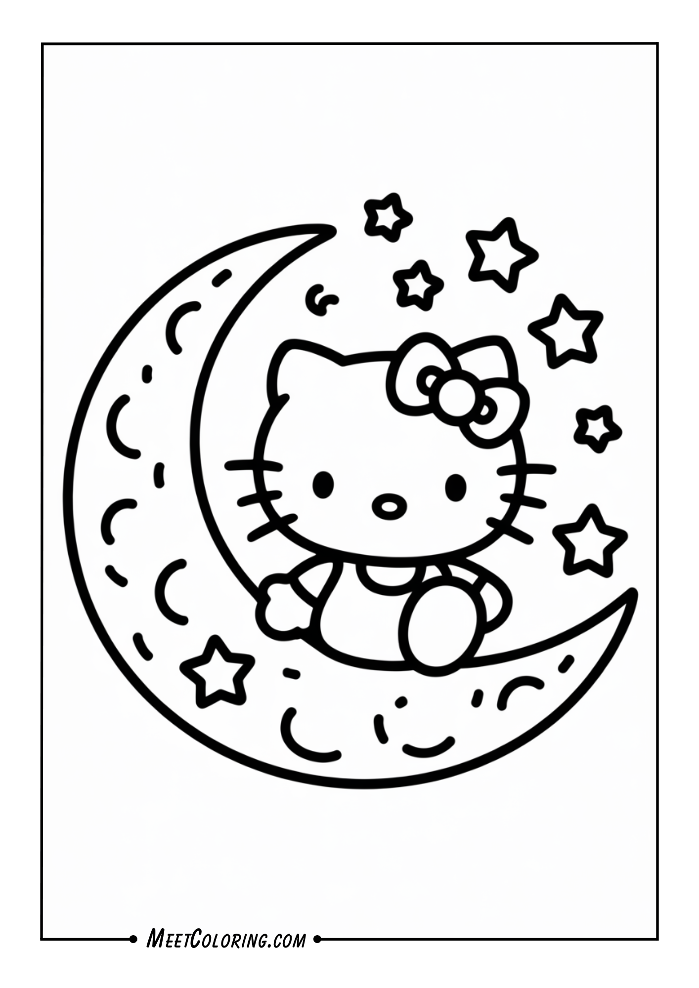 Hello Kitty sitting on a crescent moon