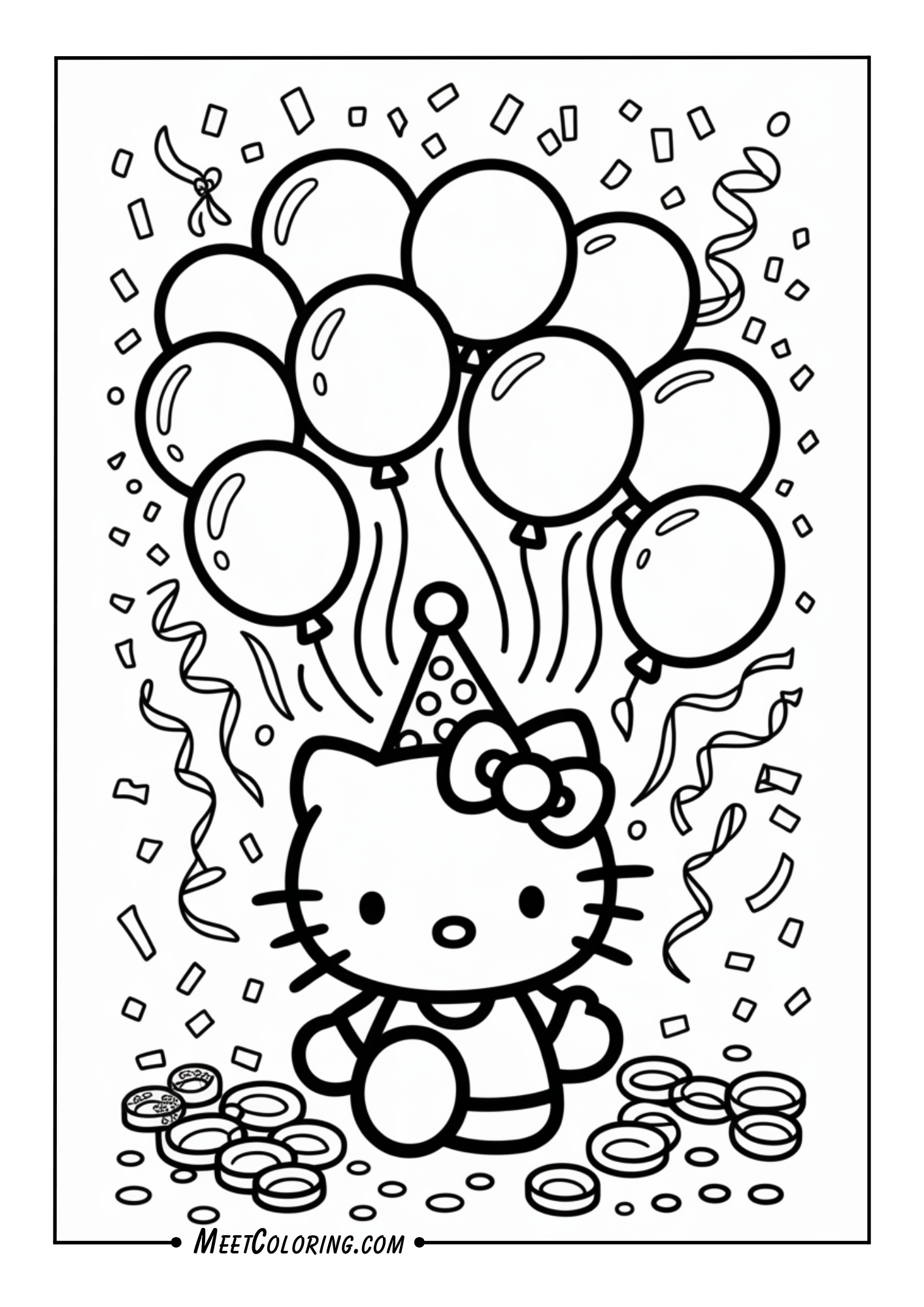 Hello Kitty wearing a party hat