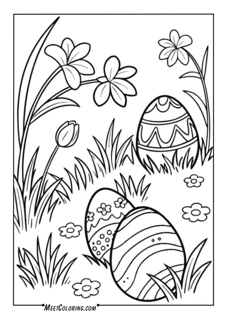 Hidden eggs in garden scenes