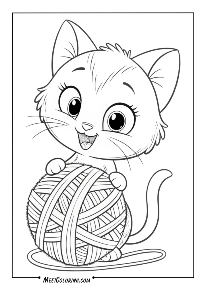Kitten with Yarn Ball