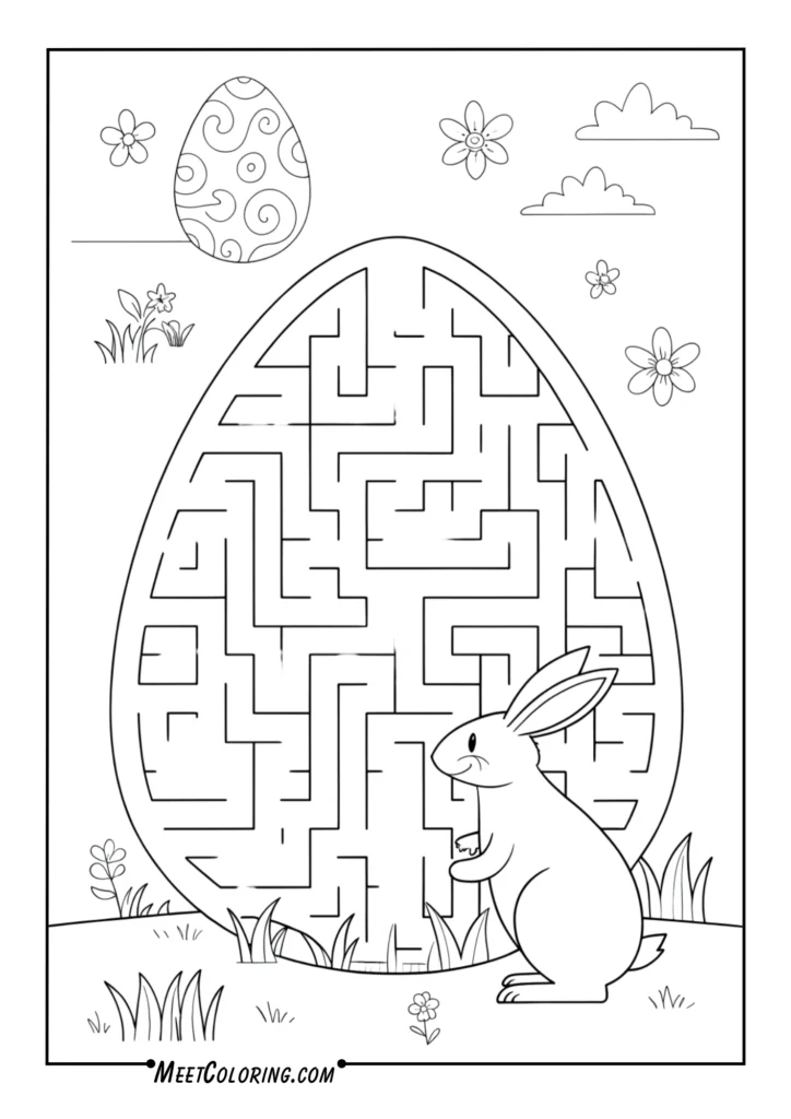 Maze puzzles shaped like eggs or bunnies