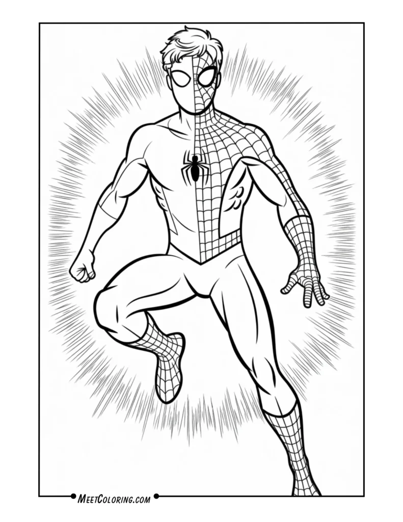 Peter Parker Mid-Suit Change into Spider