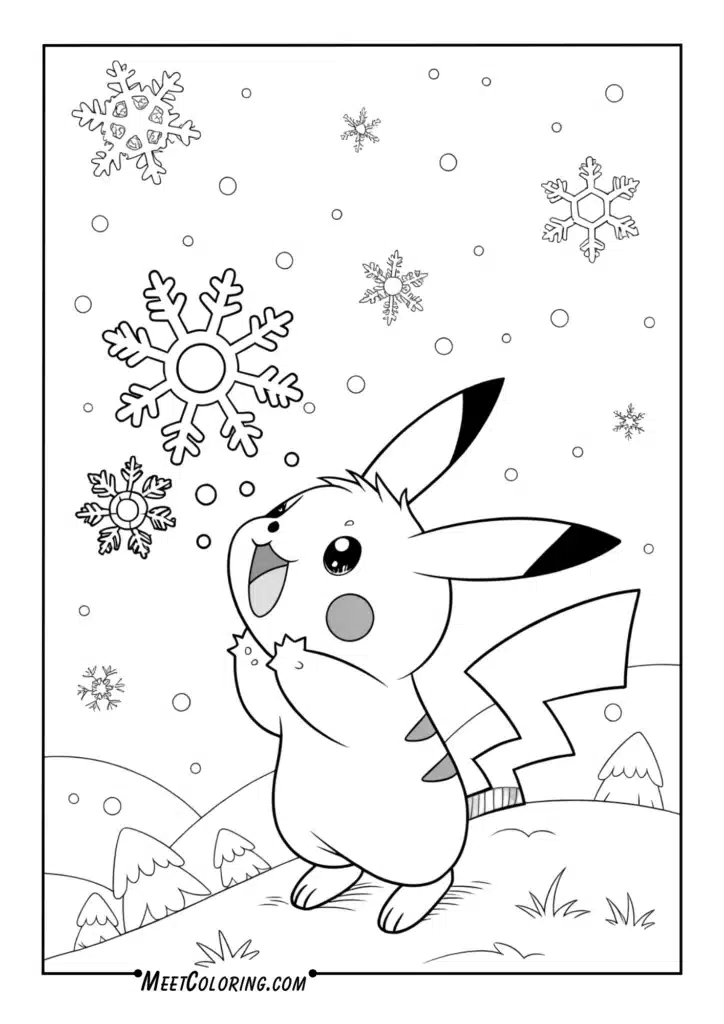 Pikachu with Snowflakes
