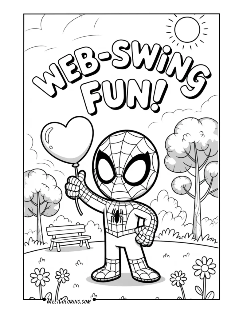 Spider-Man Holding a Balloon in a Park