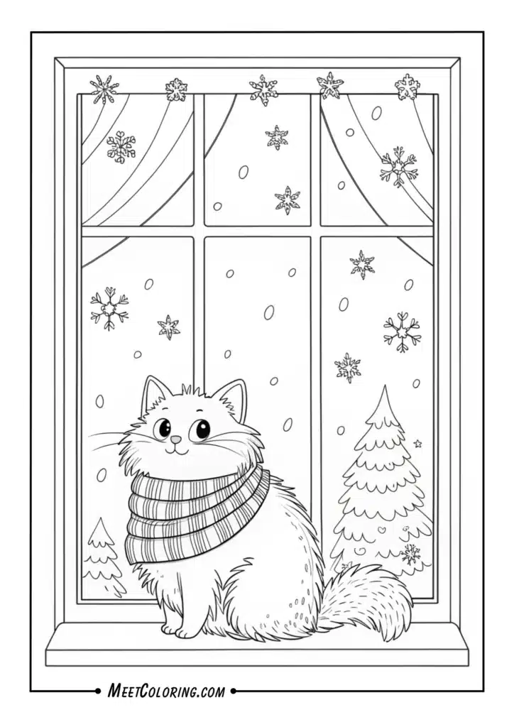Winter Cat in Scarf